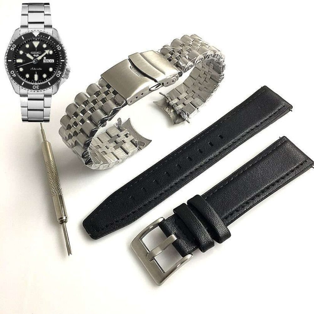 Steel & Leather Replacement Watch Band Strap For Seiko SRPD55 4R36-07G0 SRPD55K1