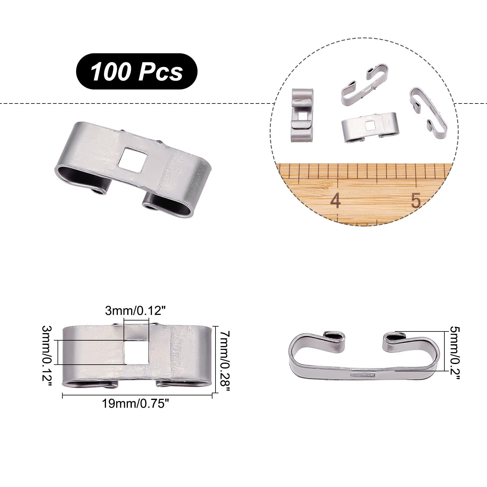 CHGCRAFT 100Pcs Bolo Tie Slides Clasp Blank Bolo Tie Slides Low Profile Slide…
