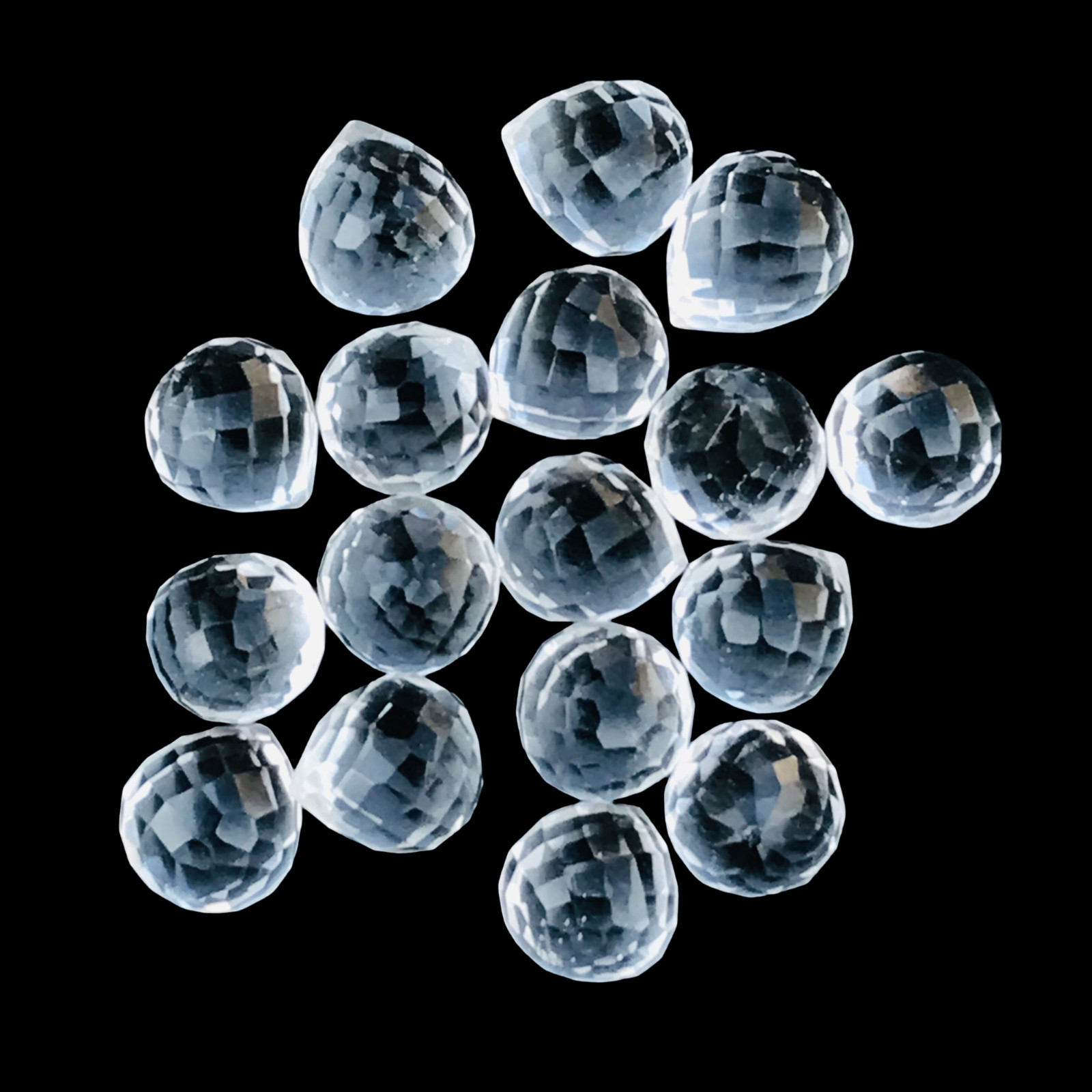 10 Pieces Faceted Clear Crystal Side Drilled Loose Gemstone -6mm-25mm Approx.