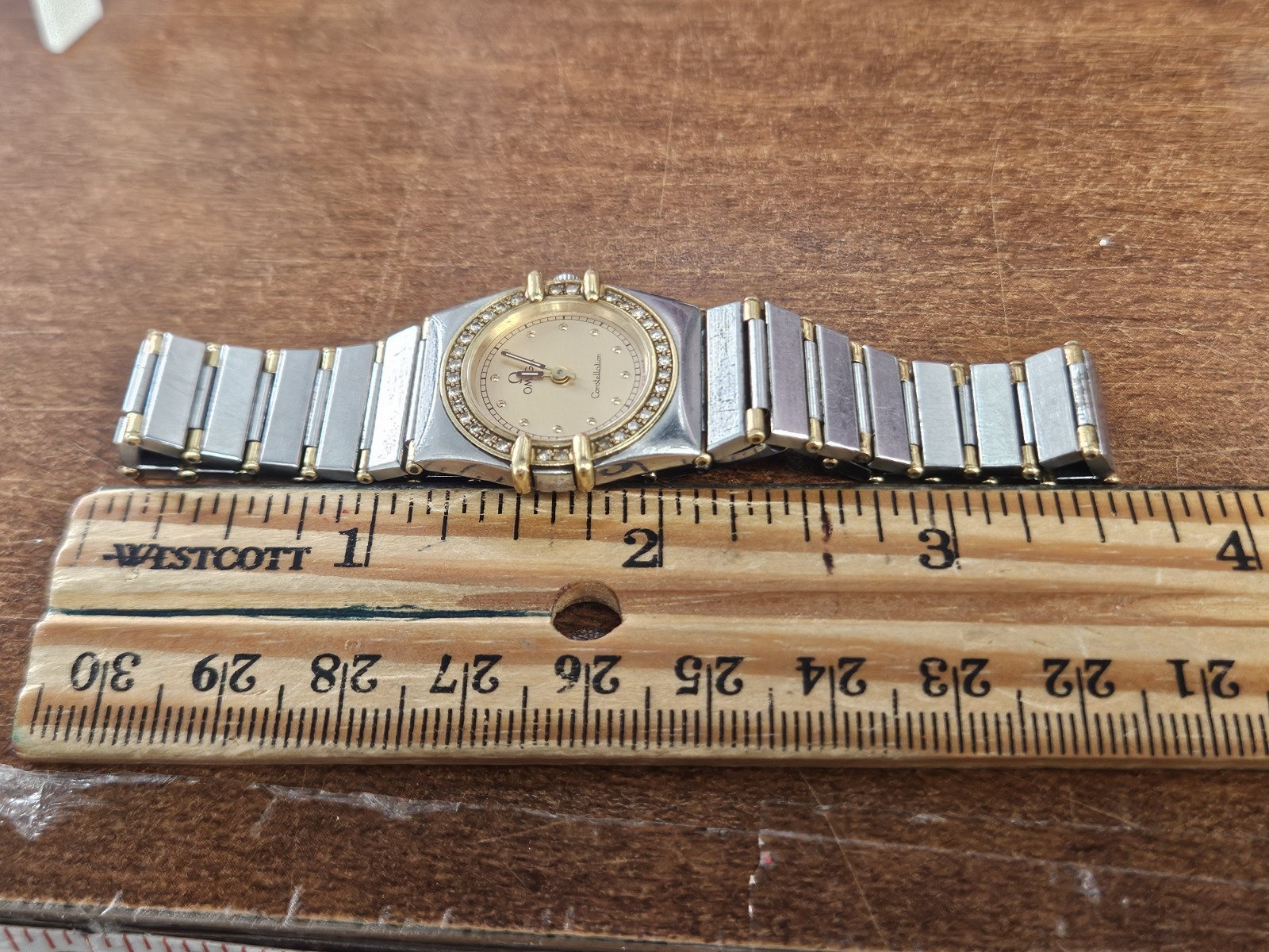LADIES OMEGA CONSTELLATION WATCH 18K GOLD AND STAINLESS STEEL WITH DIAMONDS