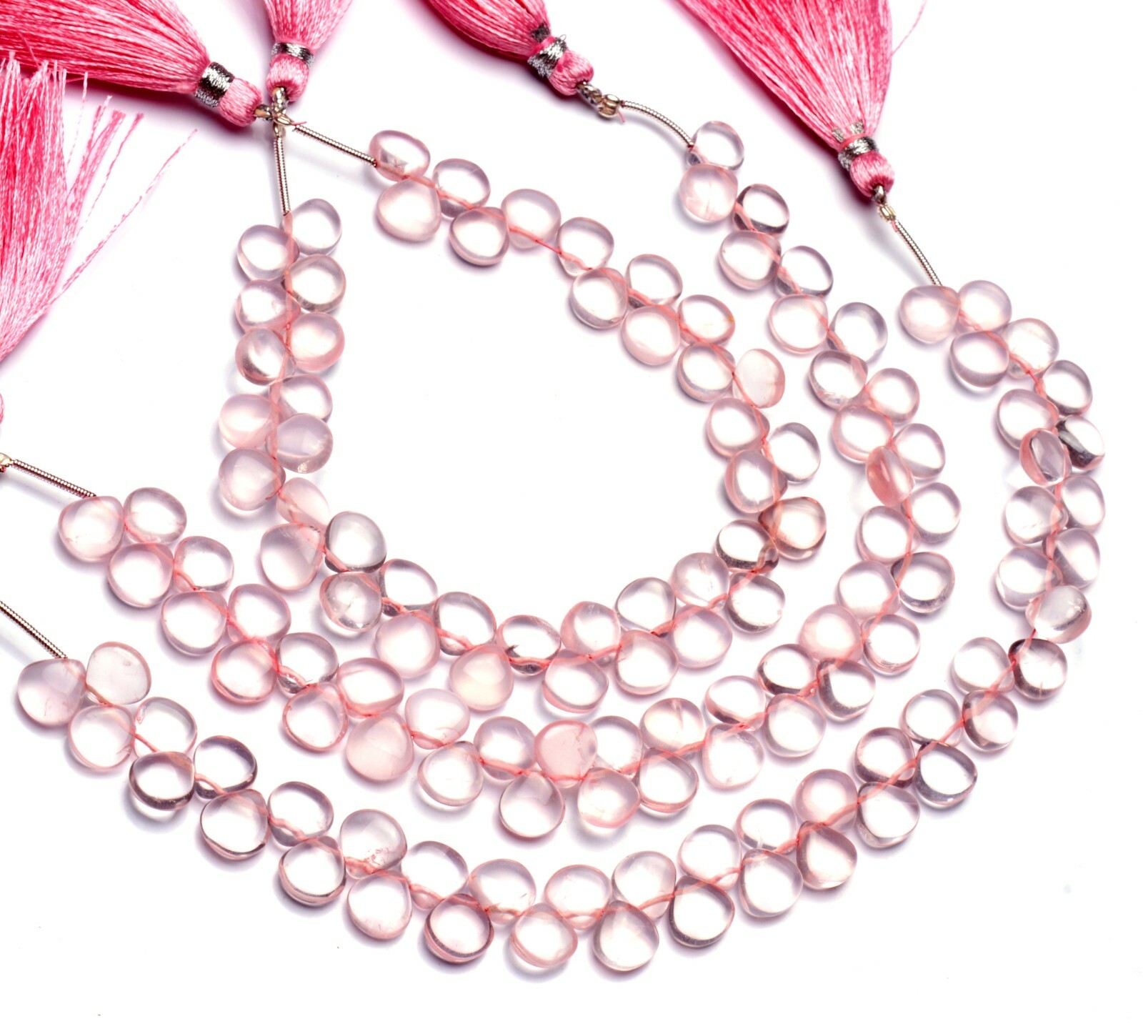 Natural Gem Rose Quartz 8mm Approx. Size Smooth Heart Shape Beads 9″ Strand