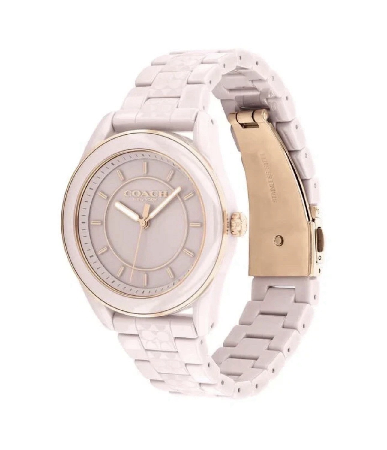 COACH BEAUTIFUL PINK CERAMIC C- LOGO BAND WOMENS WATCH 38 MM 14503772