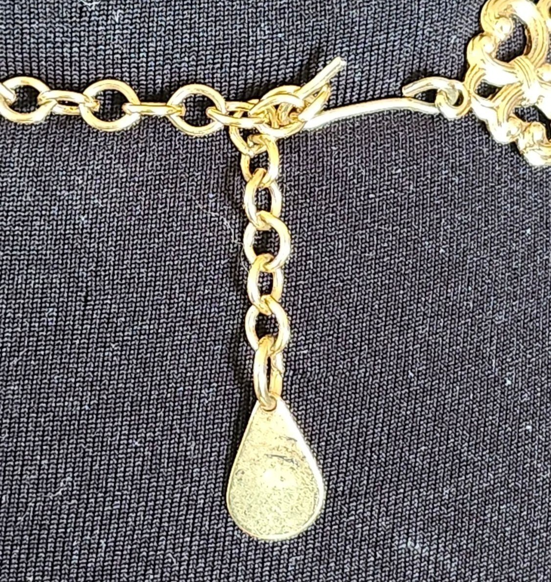 Vintage Asian Dragon Necklace Gold Tone Double Strand Bead Statement Bib Cream B
