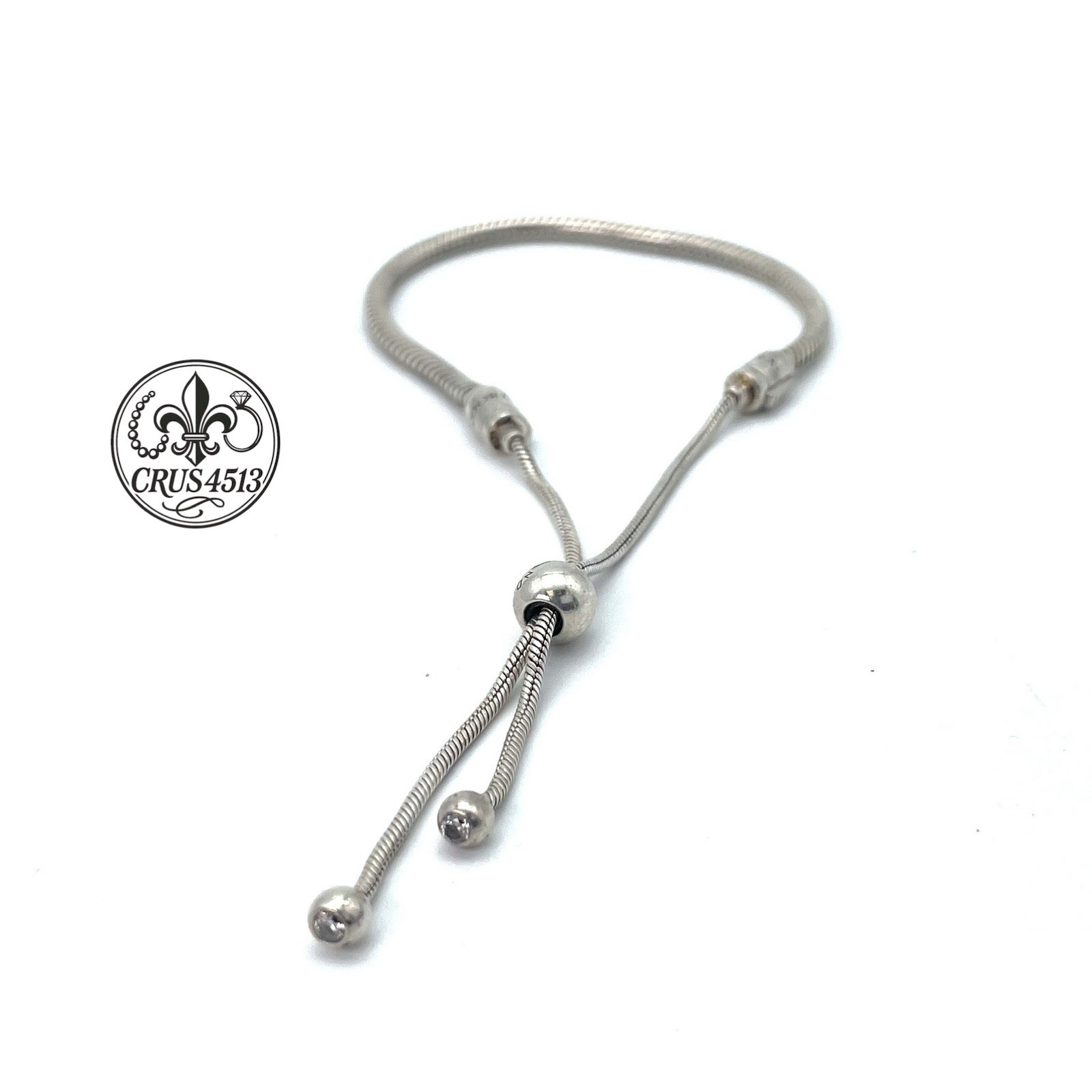 Authentic Pandora Sterling Silver Snake Chain Adjustable Slider Bracelet