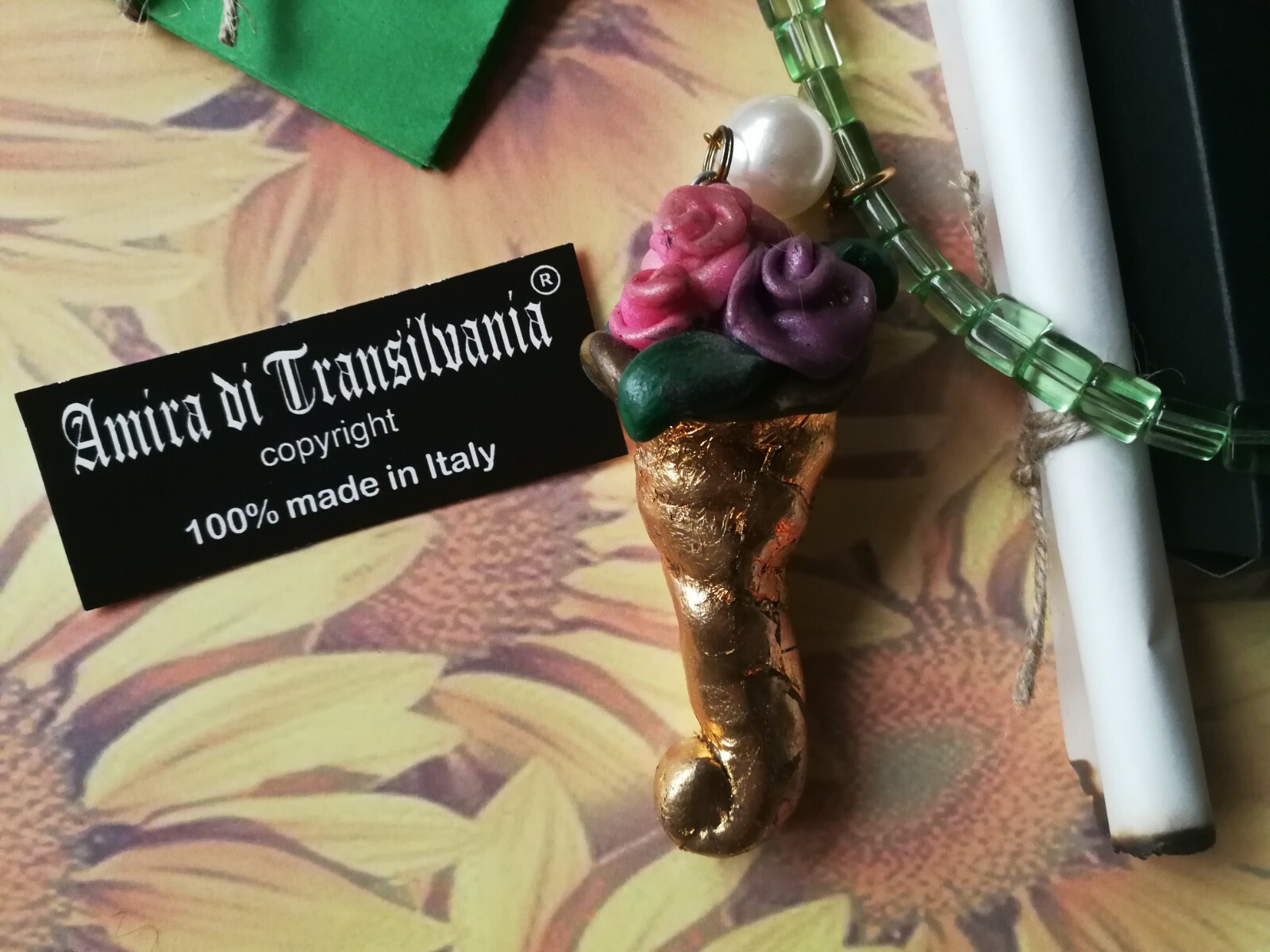 lucky horn plenty talisman pendant necklace amulet cornucopia money vintage gift