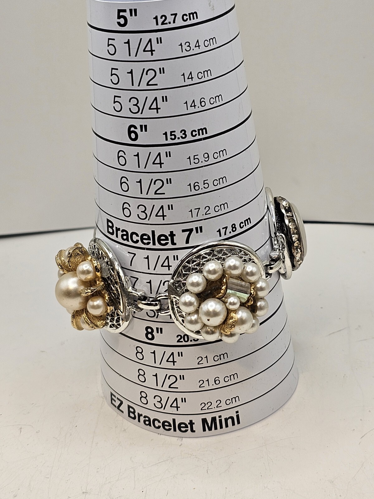 Handmade Mixed Media Bracelet Vtg Clip Earrings 40-50s OOAK 7.25″ Grannycore