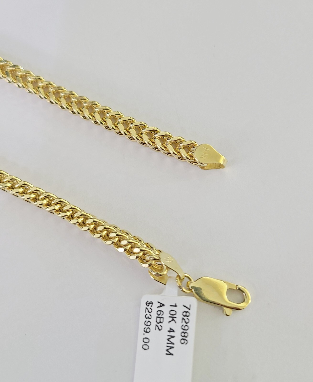 10k Franco Bracelet 4mm 8″ Inch Yellow Gold Men Women Link Real 10kt