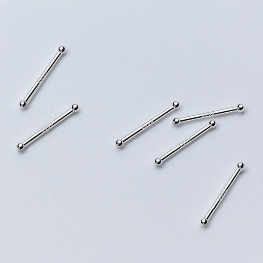 Genuine 999 Pure Silver 1.5mm Tiny Solid Ball Bead Stud Earrings Ear Piercing