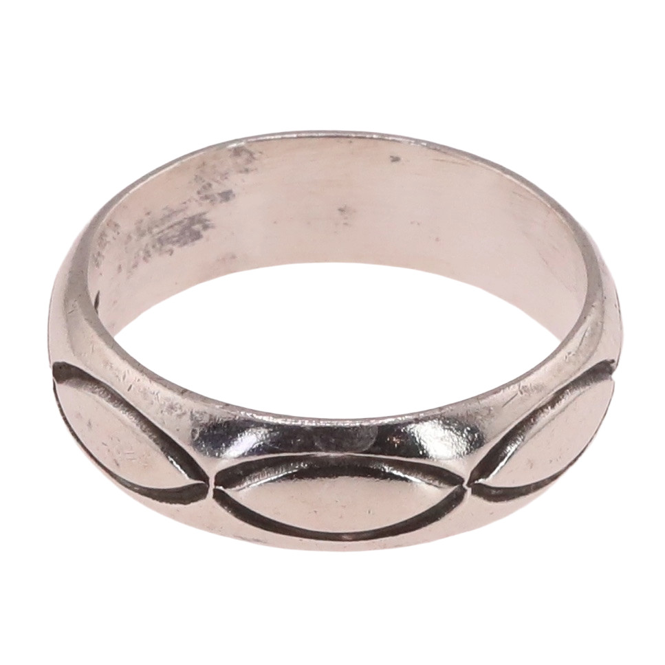 VTG Sterling Silver | Navajo Stamped Geometric Solid Band Ring | Size 8.5 | 5g