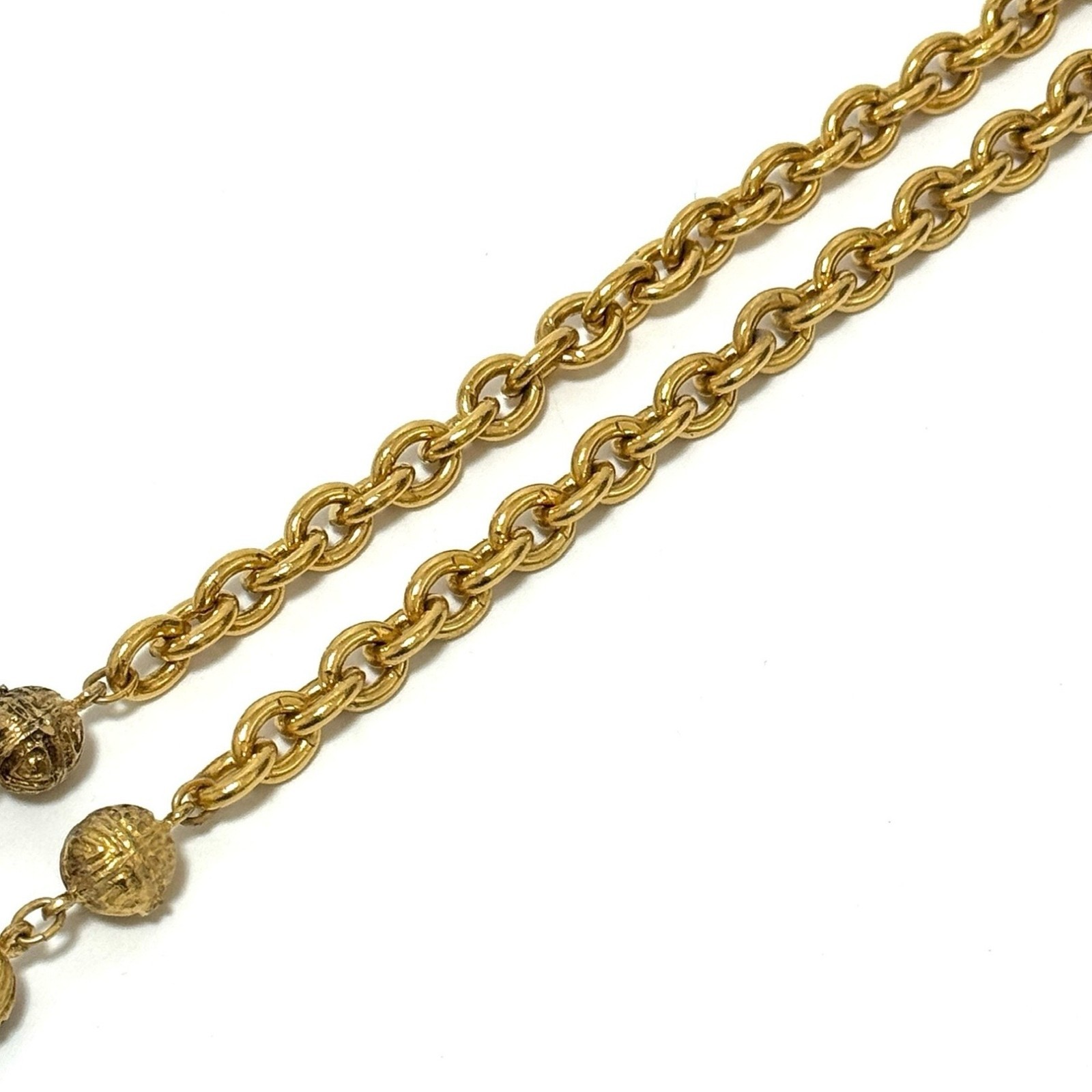 CHANEL COCO Mark CC Logo Ball Long Necklace Gold Accessory Vintage JAPAN