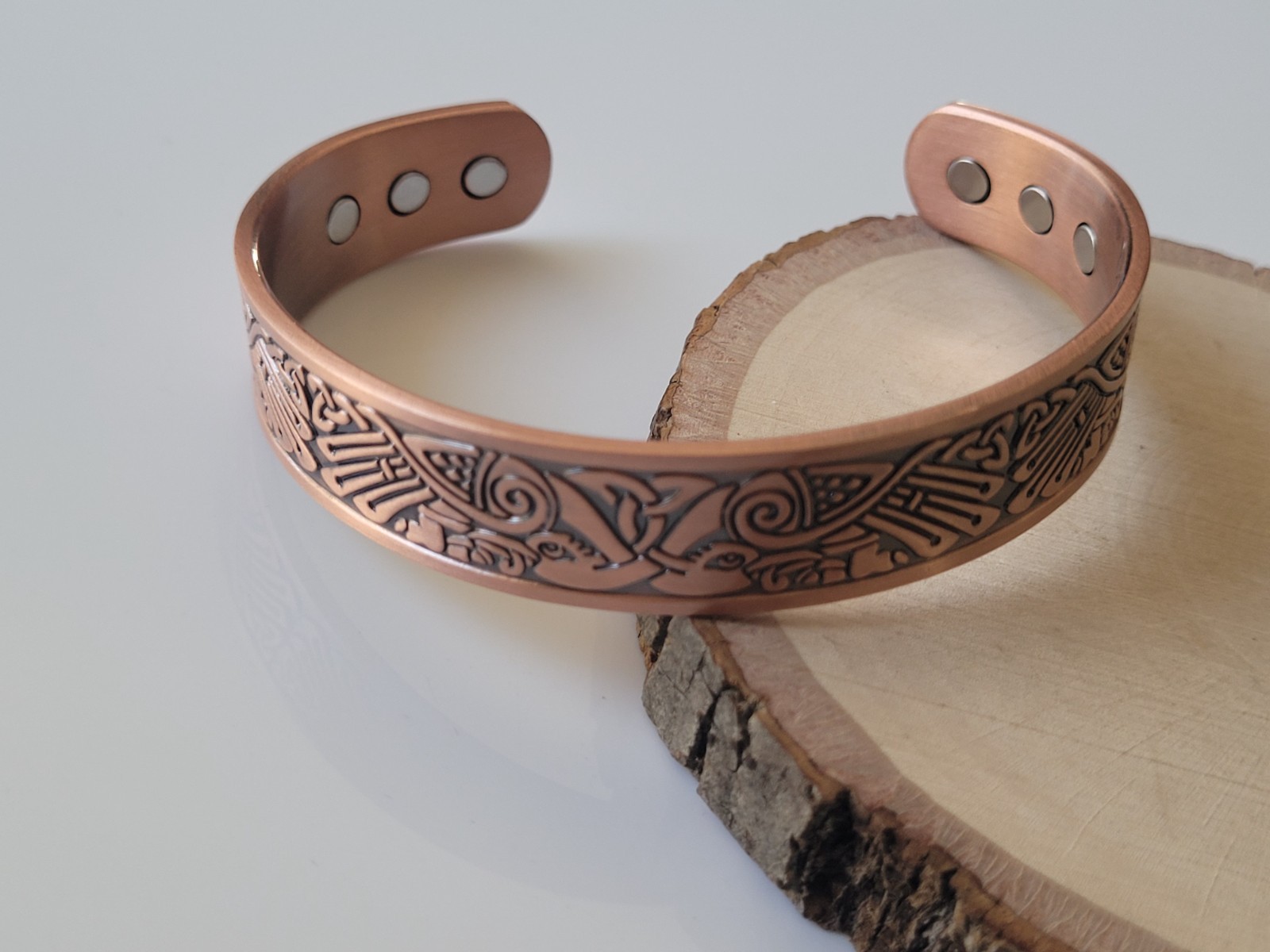 2 Pack Pure Copper Magnetic Bracelet Arthritis Pain Therapy Cuff Celtic Phoenix