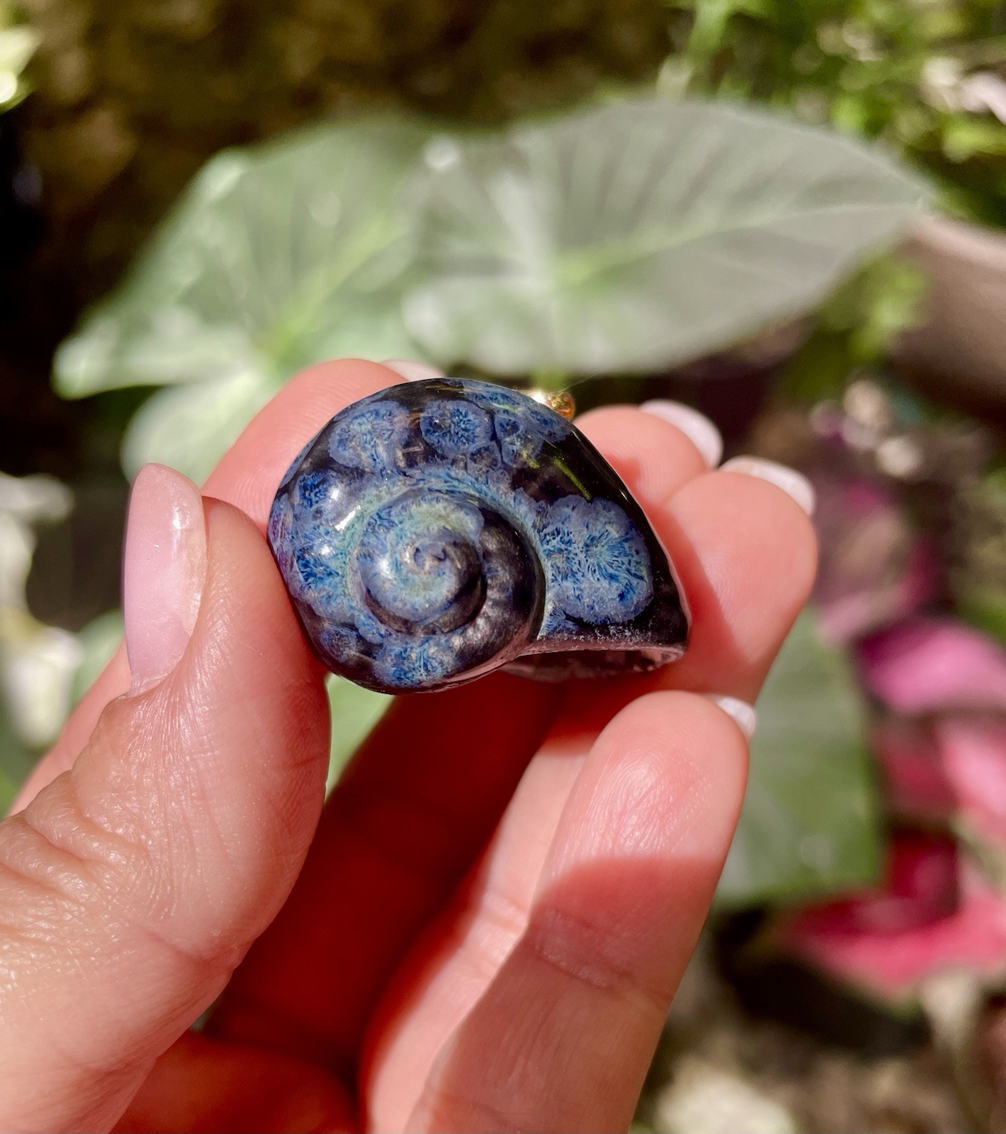 Handmade Ceramic Pendant Jewelry. Unique piece. Deep blue