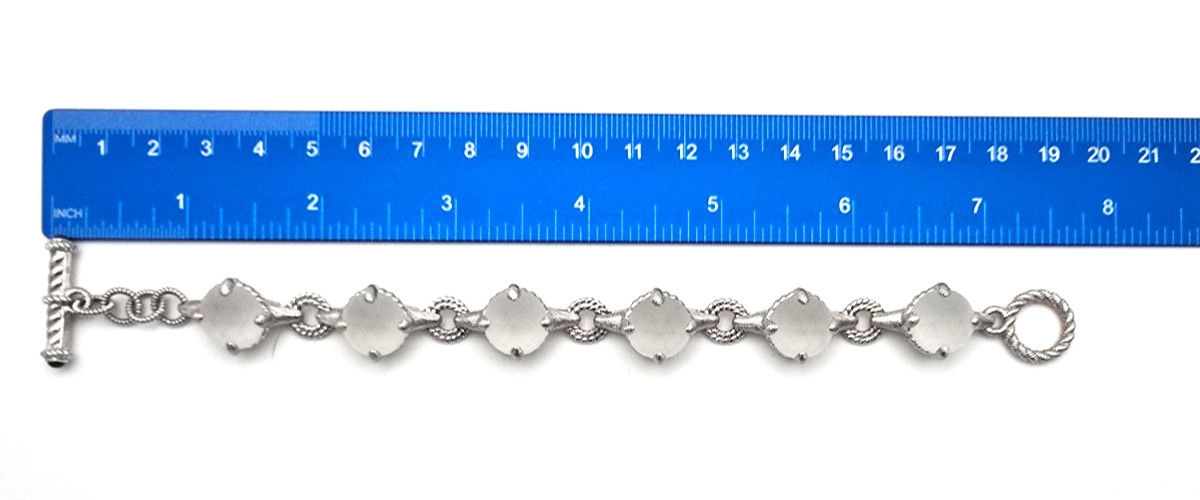 Judith Ripka Frosted Quartz Sterling Silver Bracelet 7.5″ Long