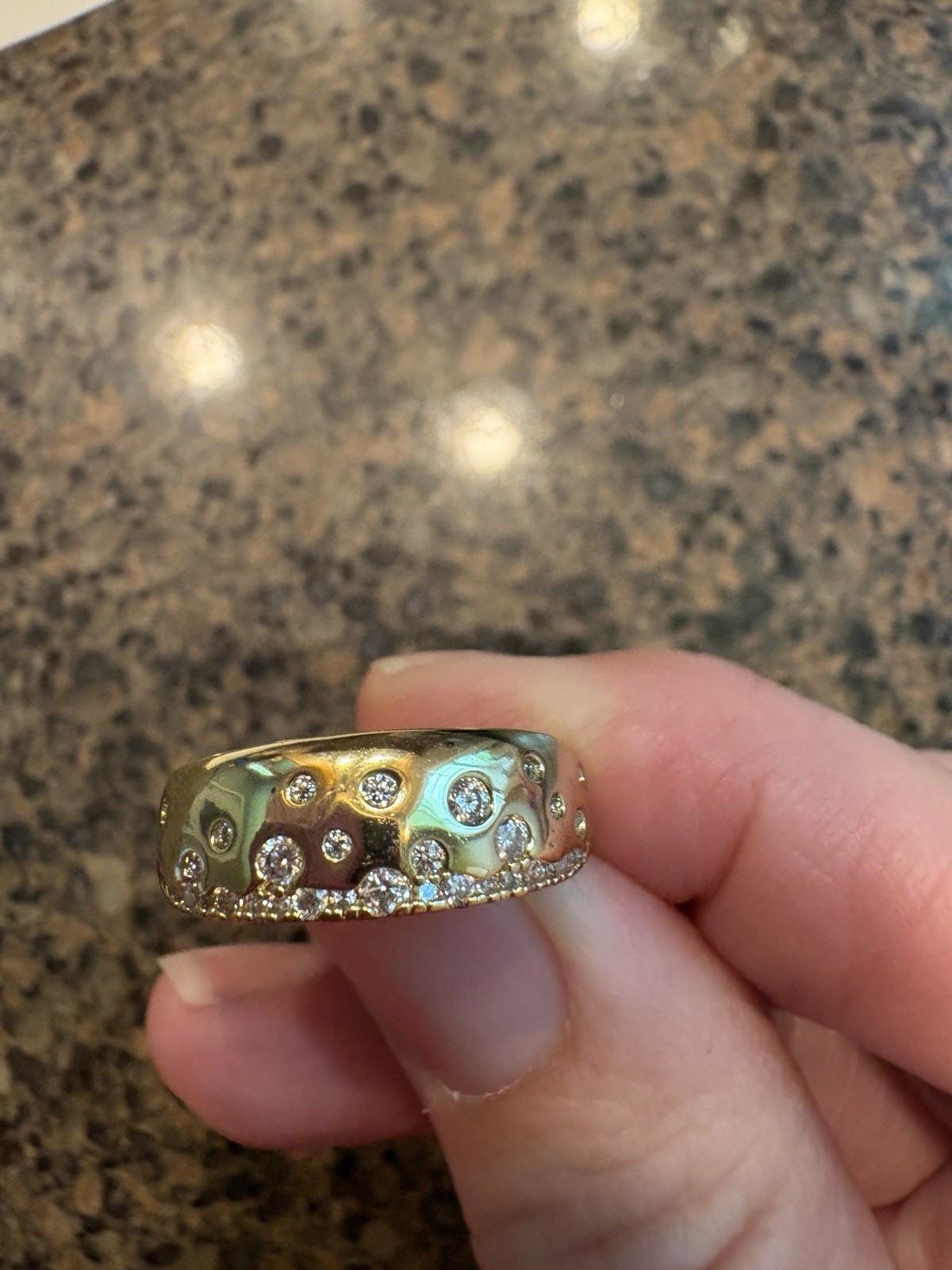 18k Yellow Gold Layered Moissanite Falling Stars Band Ring