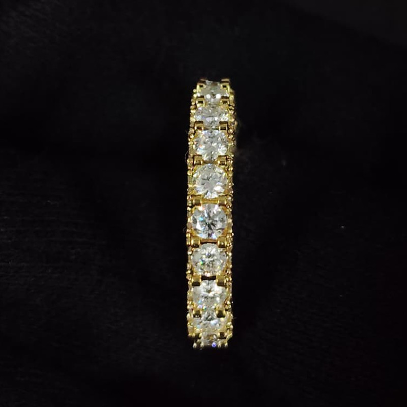 2.50mm Round Cut Moissanite 3/4 Eternity Engagement Wedding Band 14k Yellow Gold