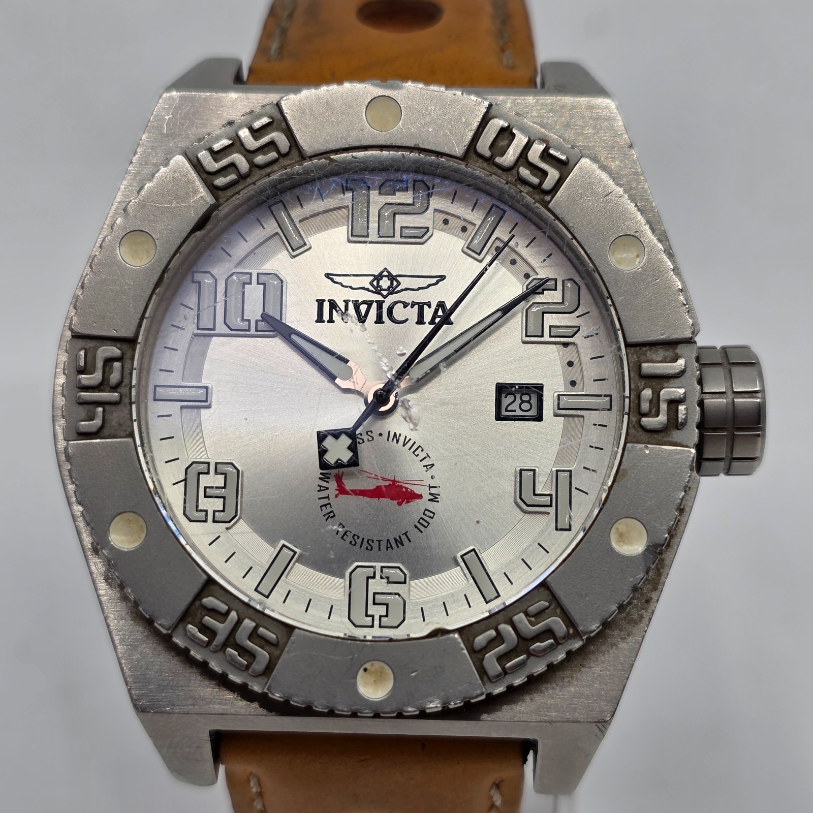 Invicta Swiss 0323 Quartz Silver Dial 48.5mm Mens Watch