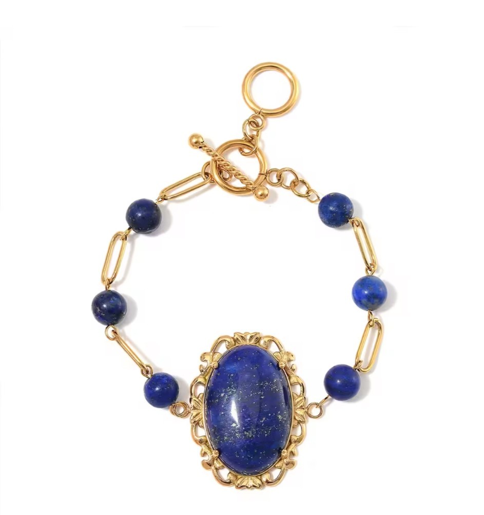 Lapis Lazuli 13.00 ctw Bracelet in ION Plated YG Stainless Steel (7.50-9.0In)
