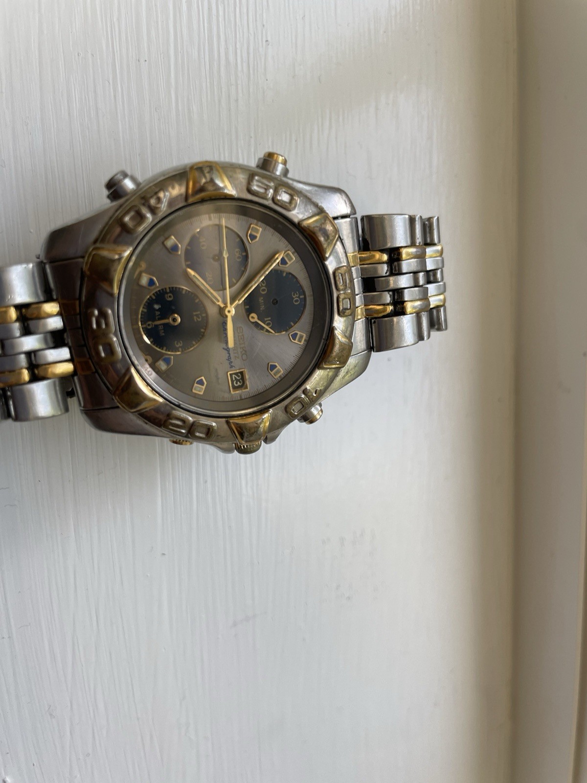 Vintage Seiko, Armitron Lot of 2 Two-Tone SS Chronograph Diver UNTESTED/ForParts