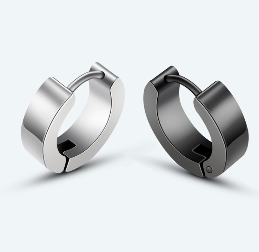 2pcs 4MM Small Men Women Stainless Steel Plain Hoop Huggie Ear Stud Earrings