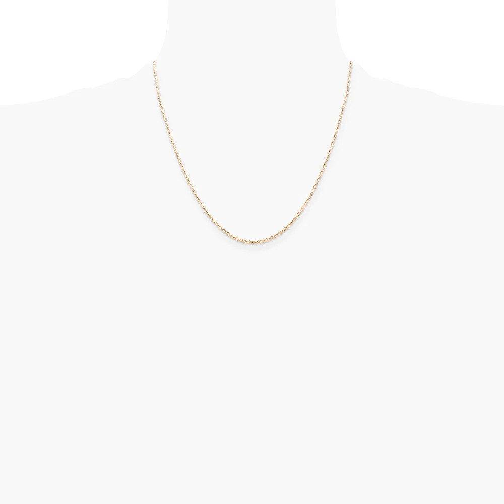 10K Rose Gold .6 Mm Carded Cable Rope Chain Necklace 16″-24″