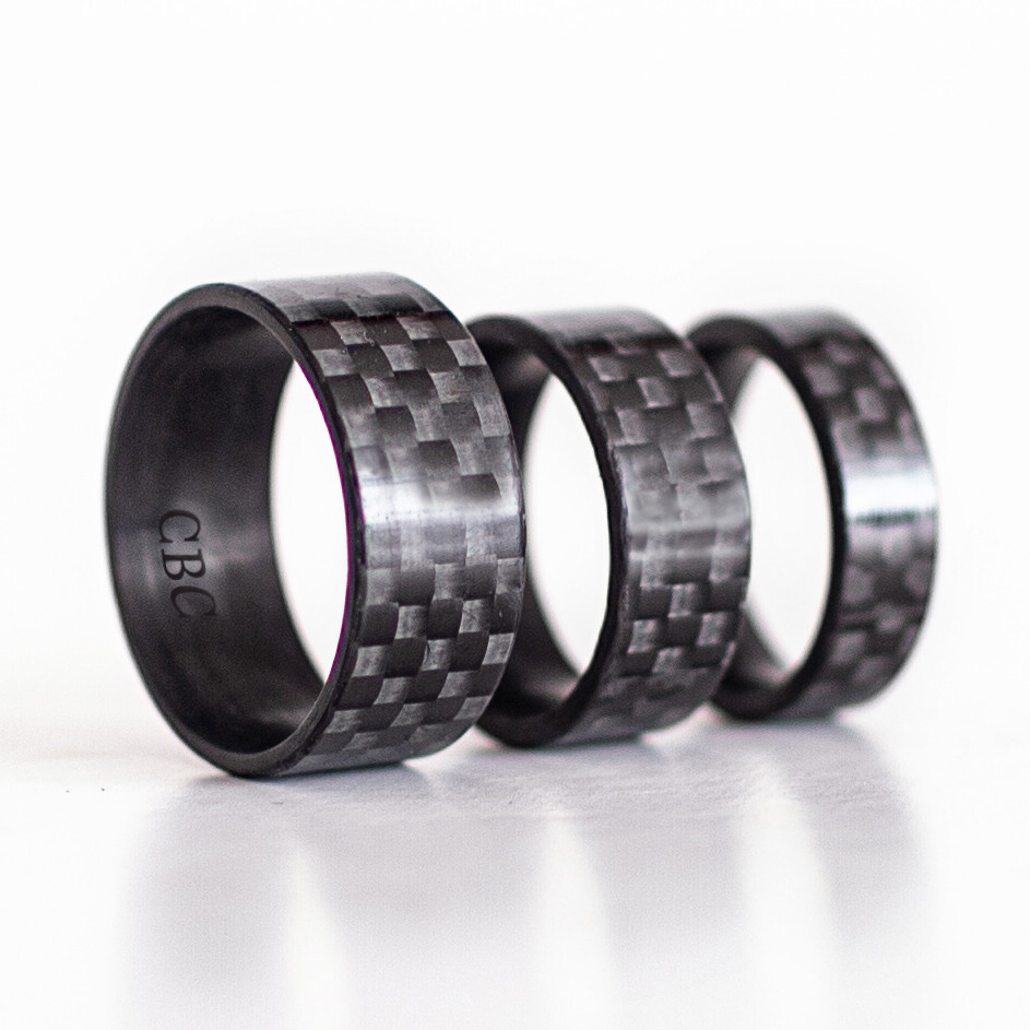 6/8/10mm Handmade 100% Carbon Fiber Ring Band Wedding Men Woman Made in USA