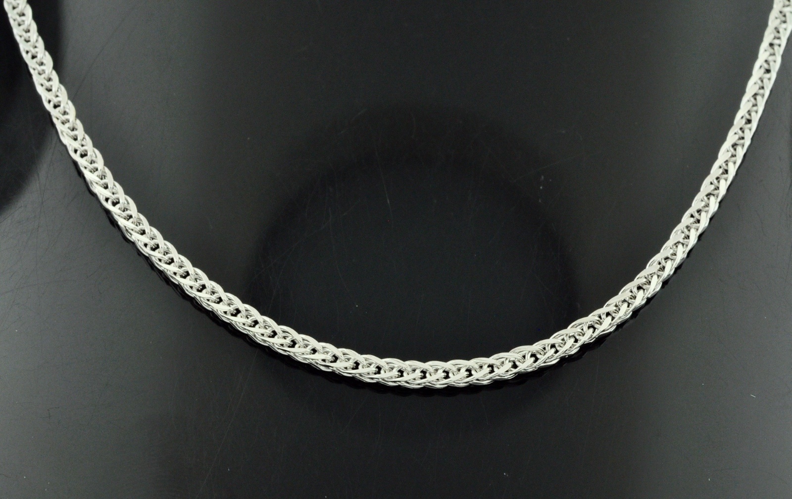4.90 grams 14k solid white gold foxtail wheat chain necklace 24 inches #4293