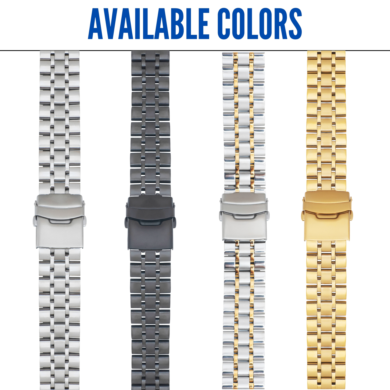22mm Steel Metal Watch Band Brick Link Strap for Armand Nicolet JH9 M02 M02-4