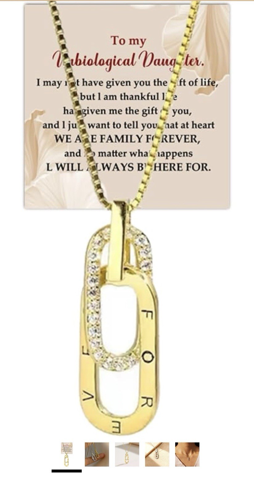 925 Sterling Silver 18K Gold Plated CZ Love Link FOREVER Pendant Necklace