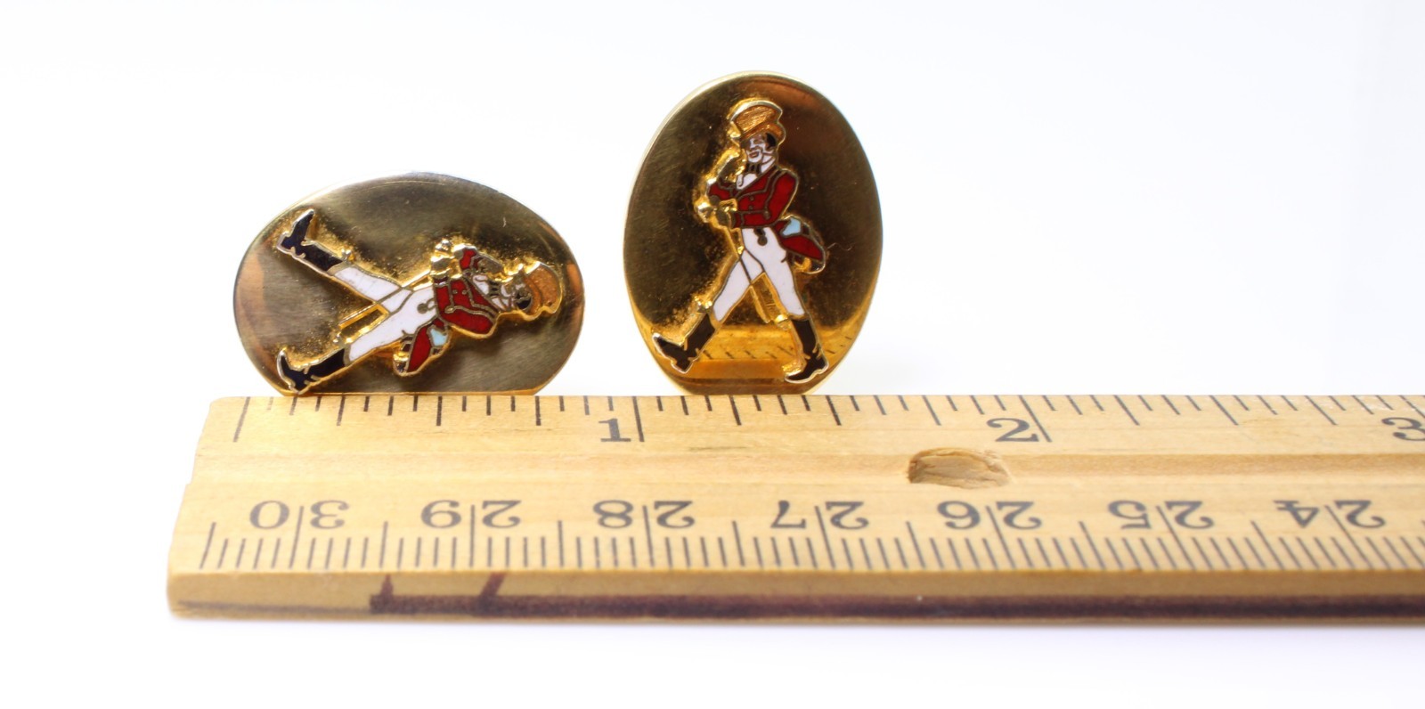 Vintage Kinney Co. Prov. RI Johnnie Walker Red Label Enamel Cufflinks Gold Tone