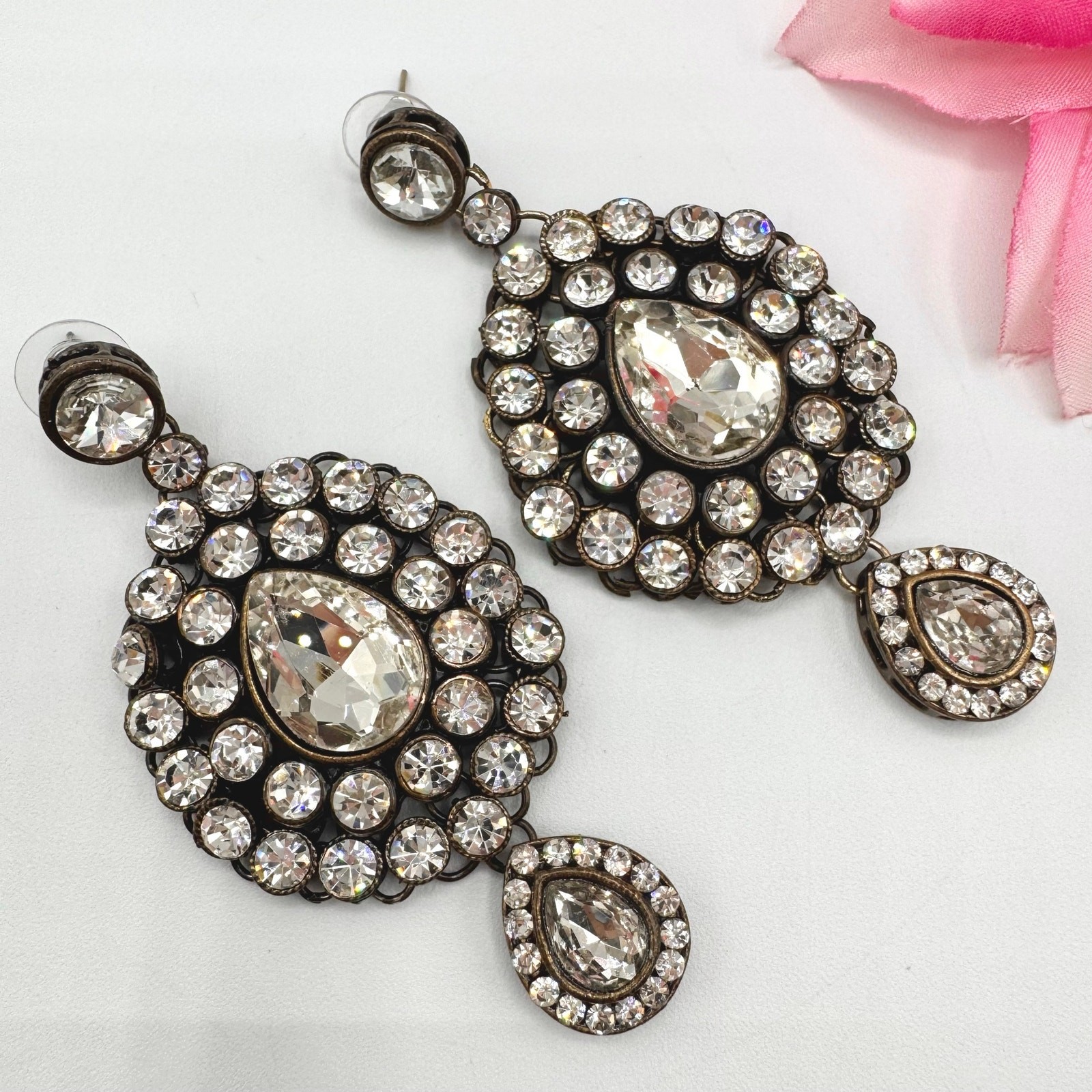 Bollywood Crystal Wedding Earrings Bridal Wedding Regal Regency Special Occasion