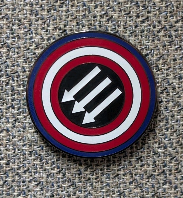 ENAMEL PIN, AMERICAN IRON FRONT