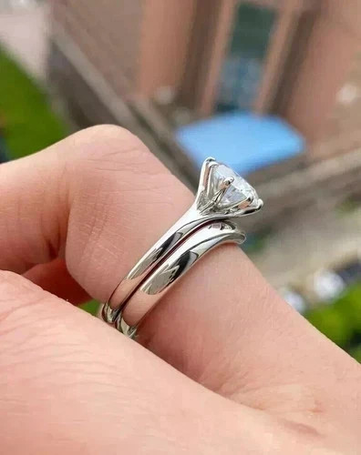 2Ct Round Cut Lab Created Diamond 14K White Gold FN Engagement Ring Set