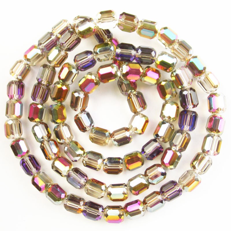 1Strand 8x7mm Faceted Rainbow Crystal Column Loose Bead 24inch SJTZ26