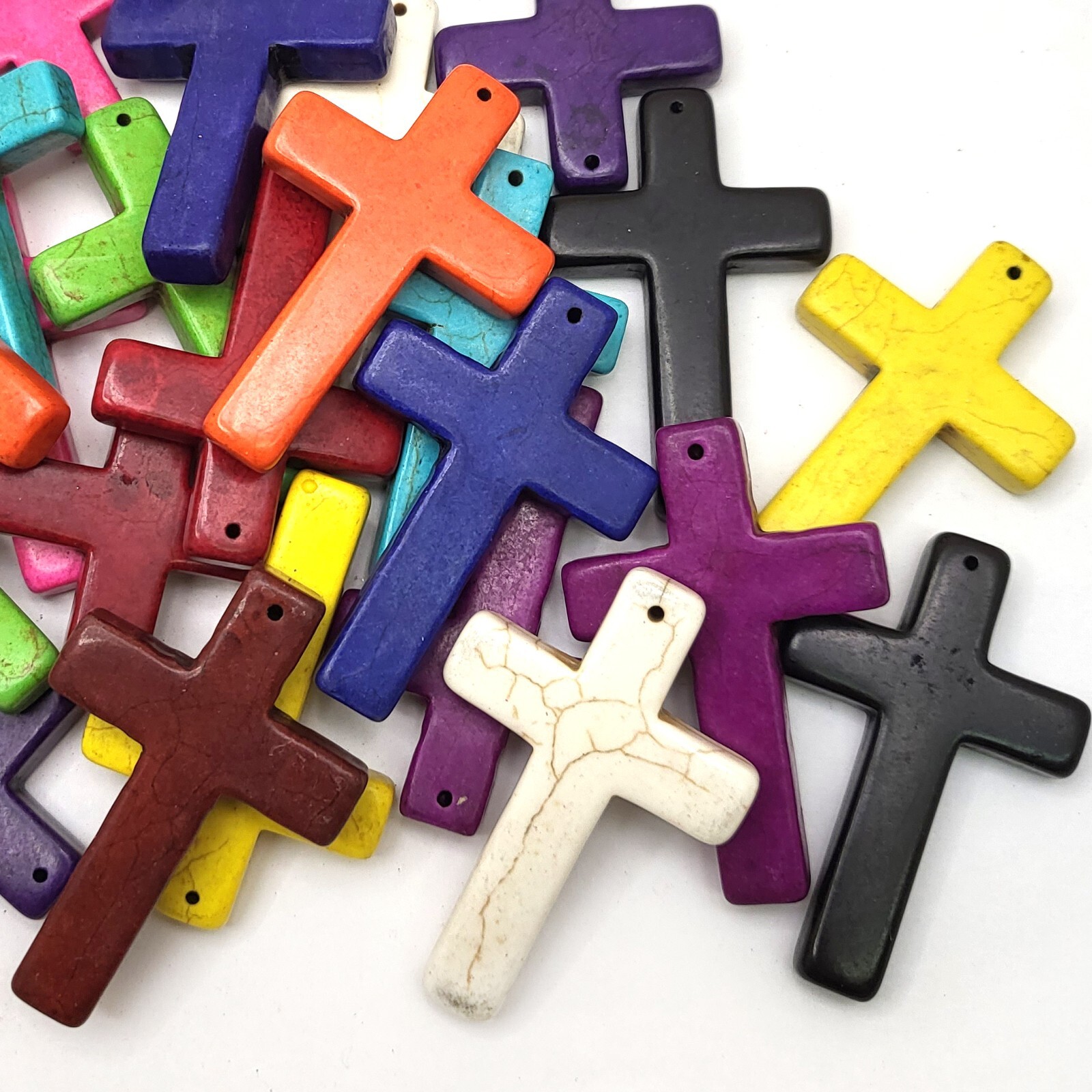 2.5″ Cross Pendant Howlite Turquoise Cross Decor Necklace Pink Blue White Orange