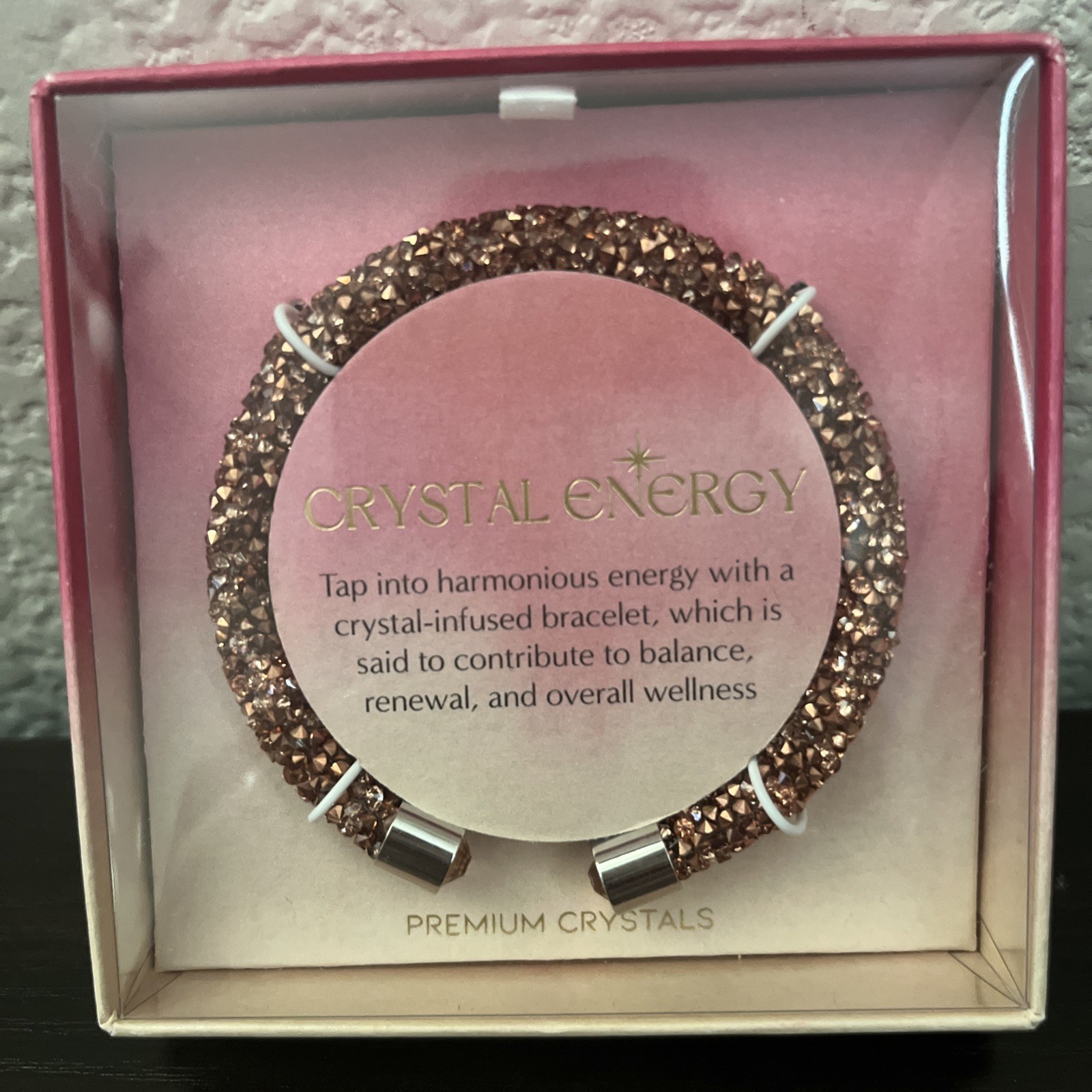 Crystal Energy Bracelet Beautiful Gold Rose Gold Color Crystals One Size Cuff