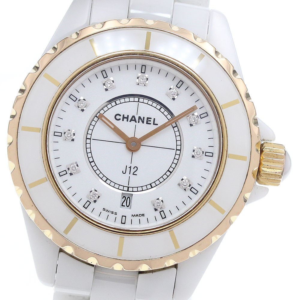 CHANEL J12 H2181 11P diamond PG bezel white Dial Quartz Ladies Watch_939018