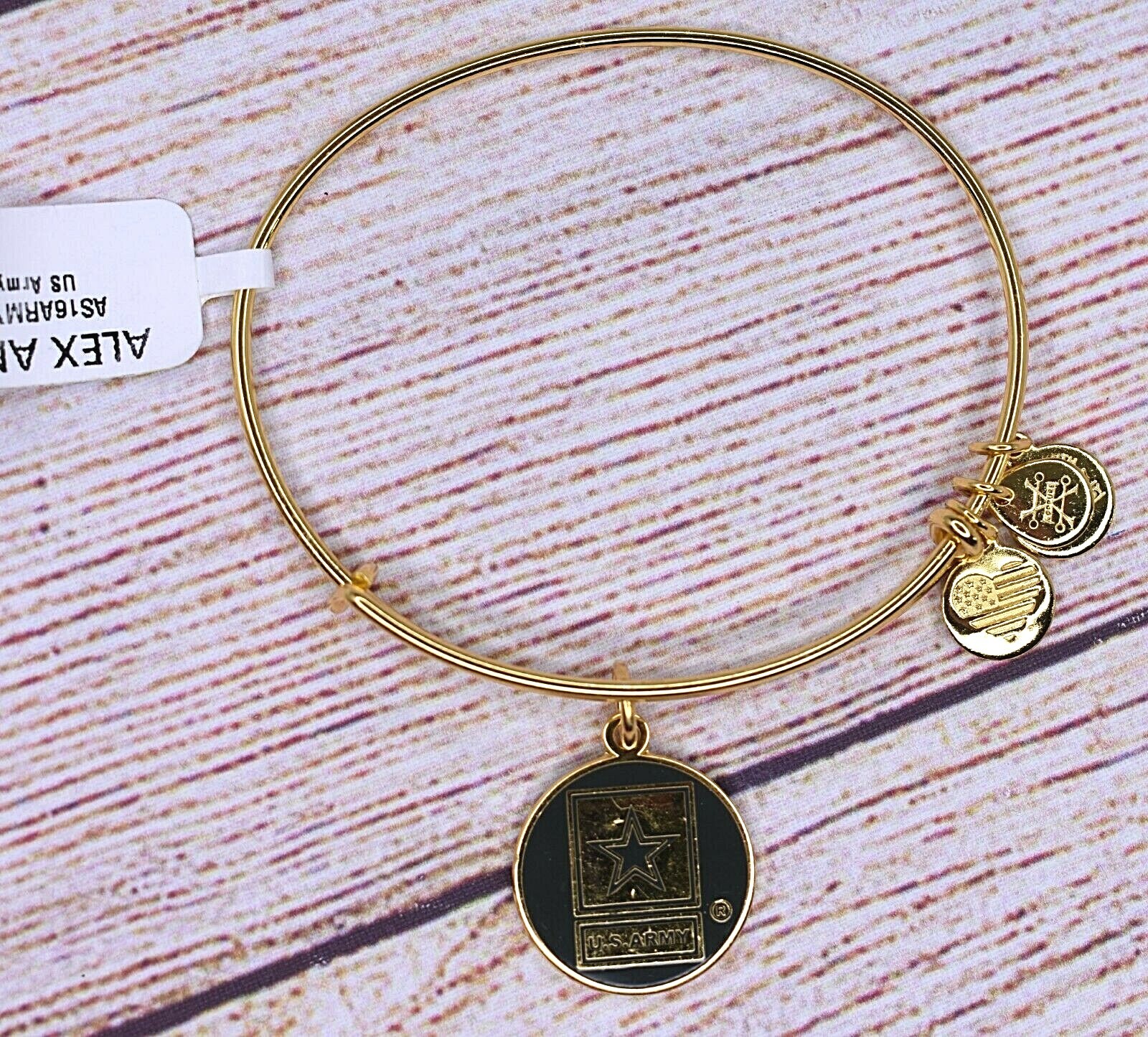 NEW NWT Alex and Ani US Army Shiny Gold Bracelet