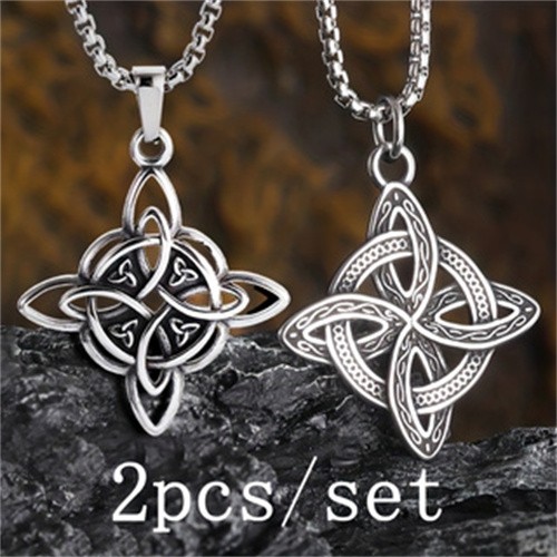 Silver Witch’s Irish Protection Triquetra Trinity Celtic Knot Pendant Necklace