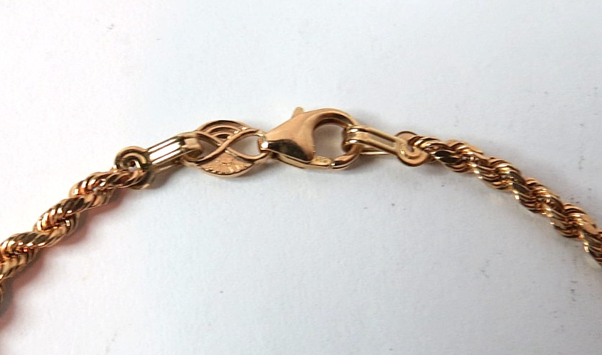 BOLIVIA 14K (585) YELLOW SOLID GOLD ROPE CHAIN BRACELET 7 1/4″ & 2.3mm 1.8 gr ο