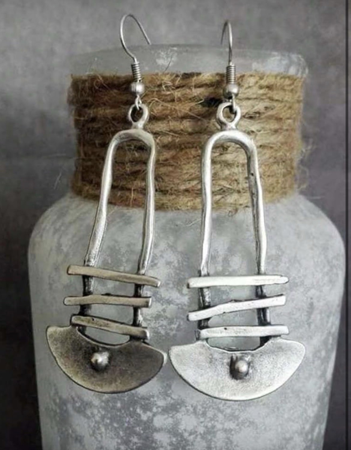 Boho Dangle Earrings – Silver Ethnic Earrings – Artisan Dangle Earrings –