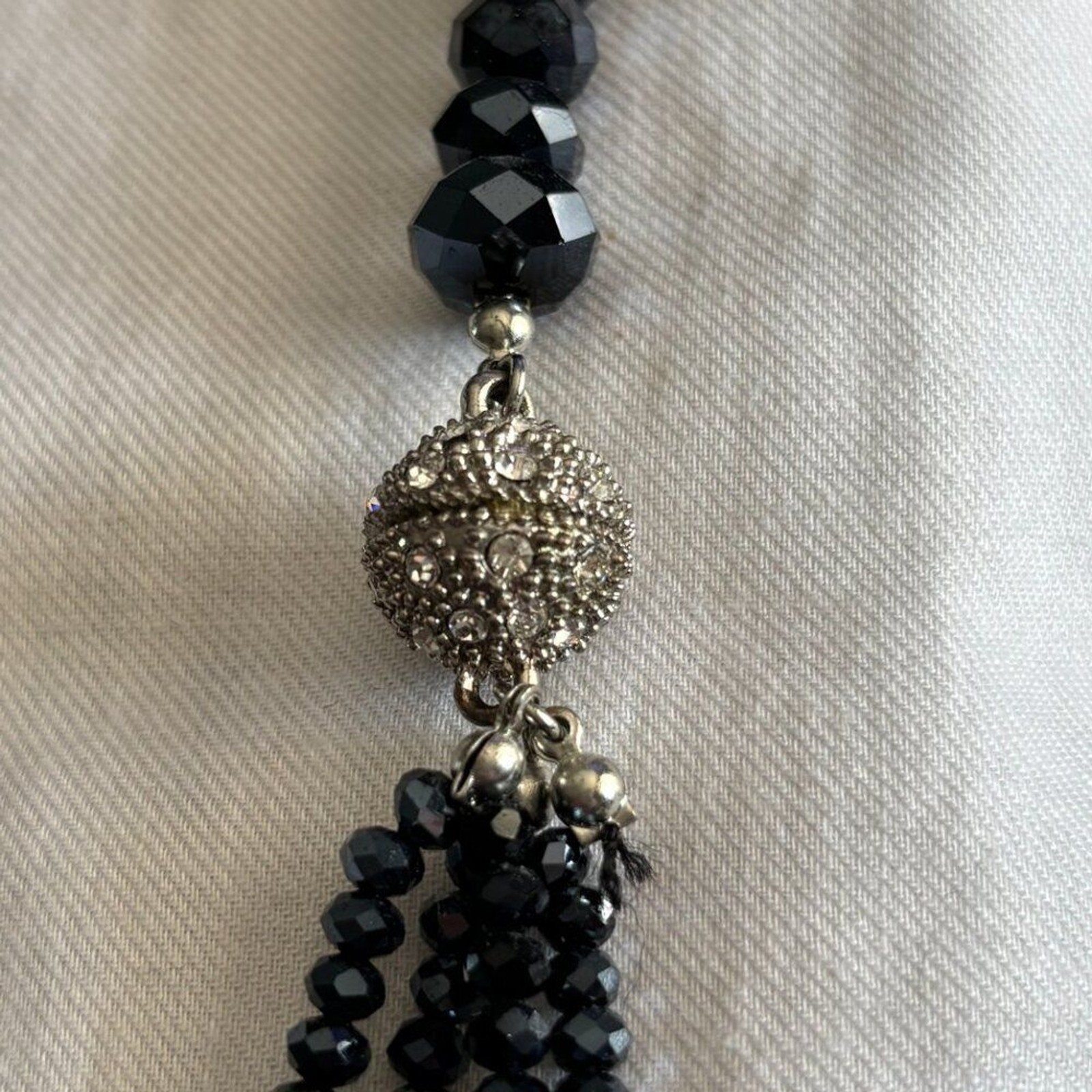 Susan Graver Black Aurora Crystal 2-in-1 Convertible Necklace Magnetic Clasp