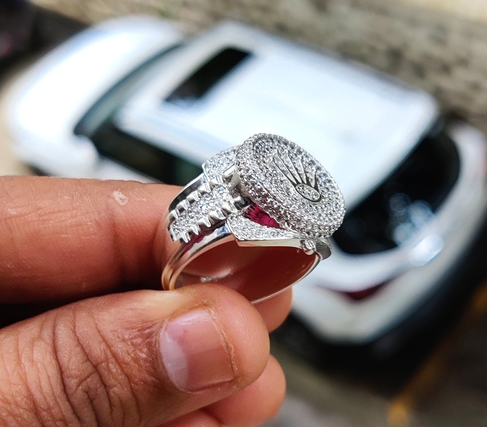 2.80Ct Lab-Created Diamond Cluster Men’s Engagement Ring 14K White Gold Plated