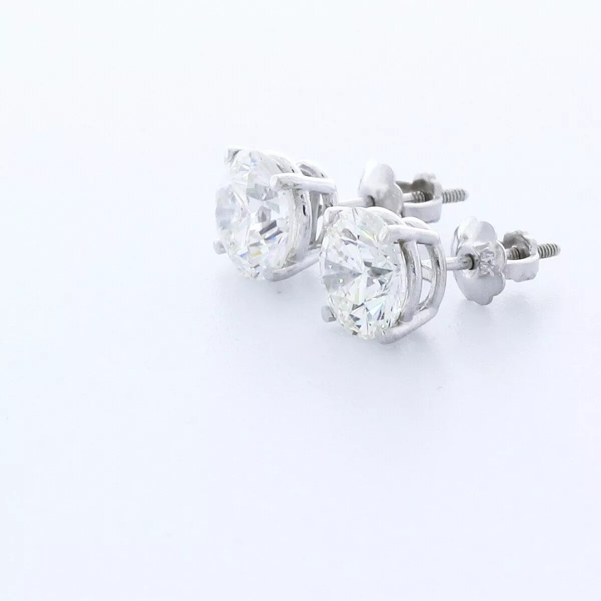 Stud Earrings Classic Solid 14K Yellow Gold 2.51 CT Round Natural Diamond G SI1