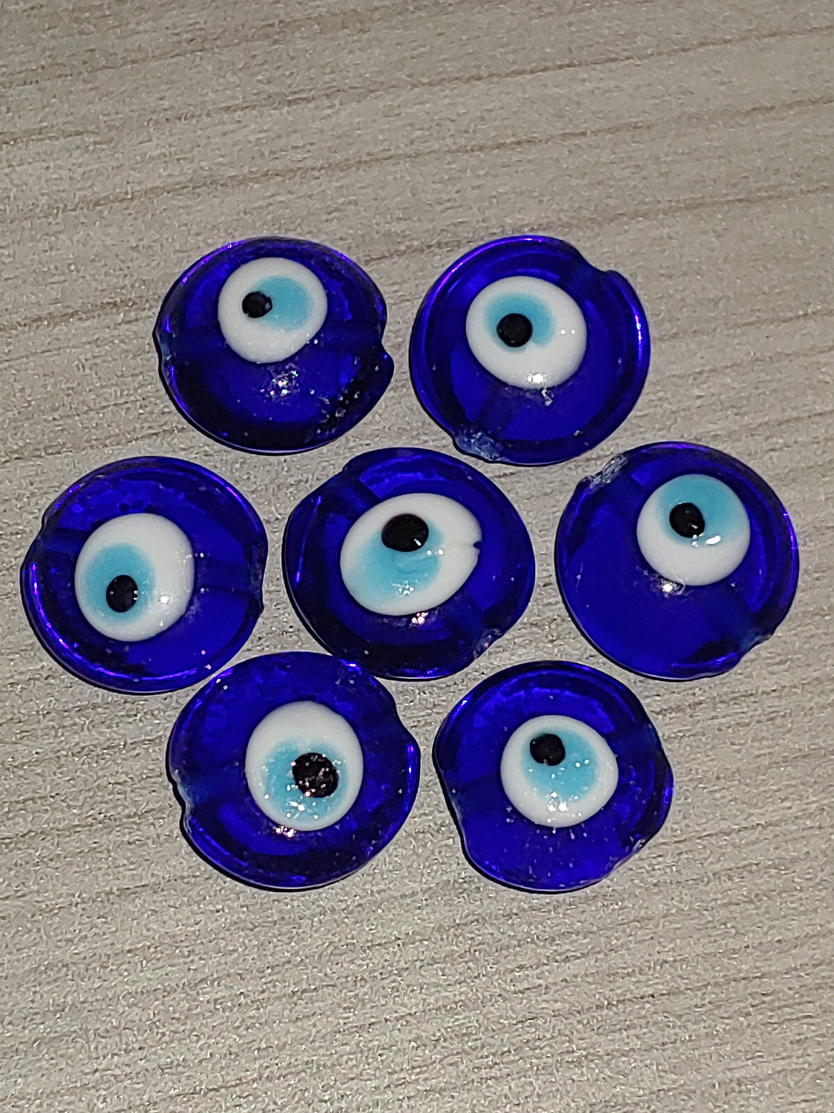 10PC Evil Eye Handmade Lampwork Glass Oval Round Loose Beads Dark Blue 15mmx9mm