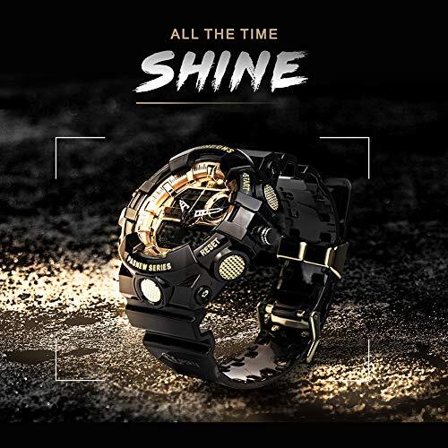 PINDOWS Analog Digital Wristwatch 50m Waterproof Date Multifunction Clear Black