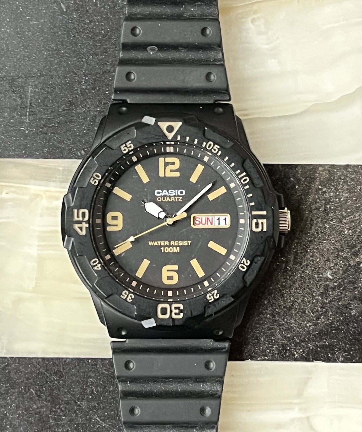 Casio Quartz Analog 100M Black Resin Strap Dress Men’s Watch MRW-200H-1B2VDF
