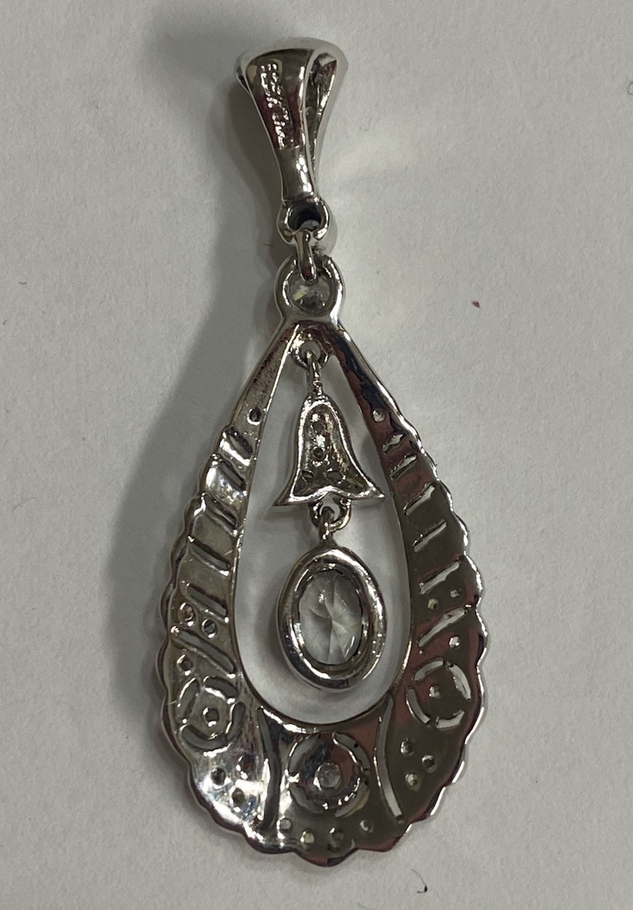 Women’s Teardrop Shape CZ 925 Silver Pendant Only