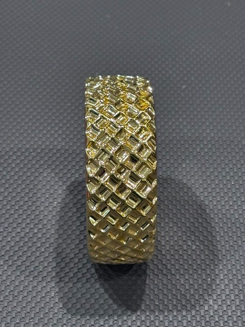 MILOR 14K Yellow Gold Resin Core Bold Textured Bangle Bracelet Large 7.75″