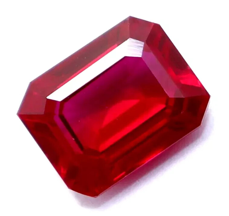 Natural Red Ruby 25 Ct Emerald Cut Faceted Certified Loose Gemstone With Gift