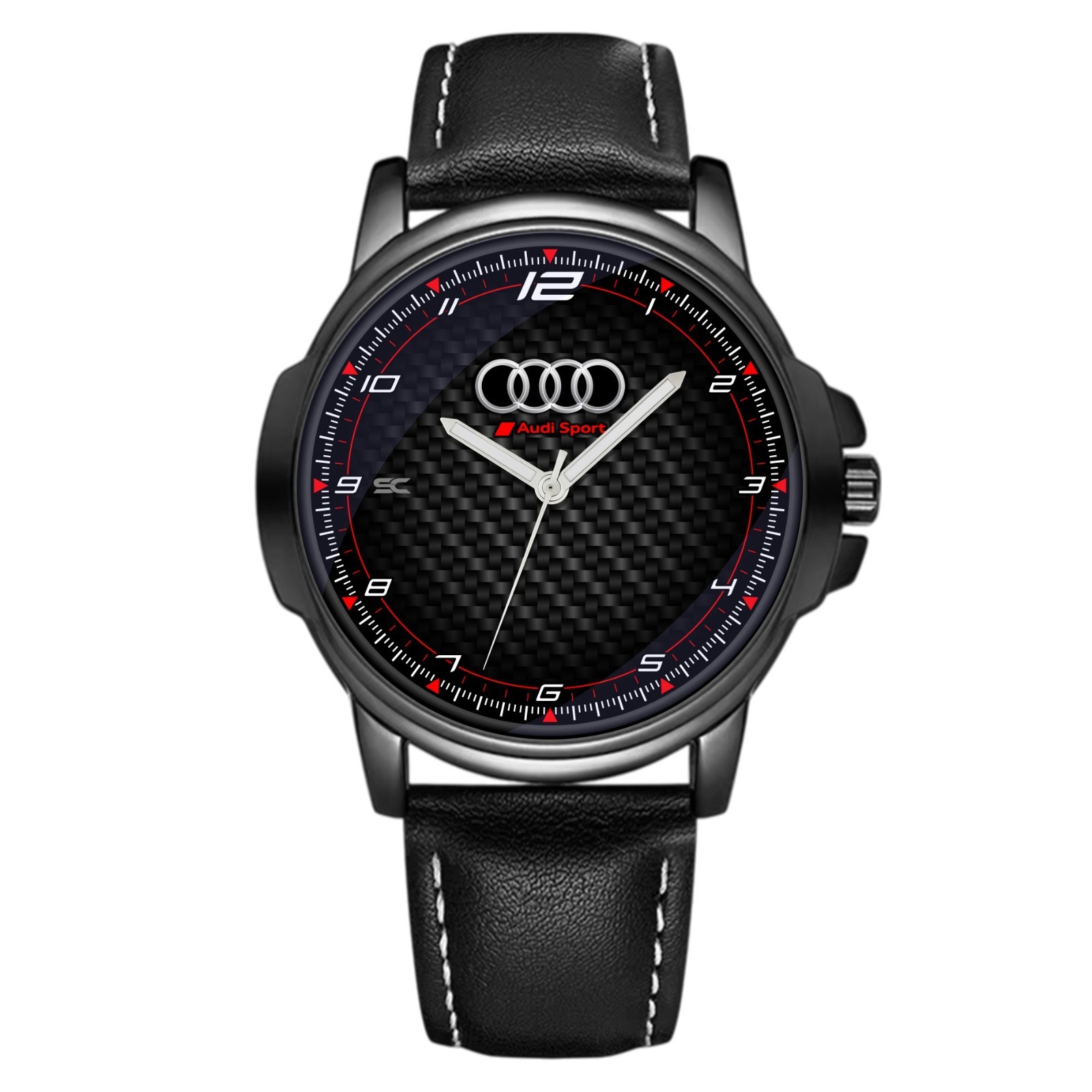 Audi Sport GT Carbon Look Carbon Fiber Fan Art Quartz Wrist Watch